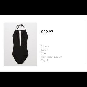 Aerie Black Plunge One Piece Swimsuit